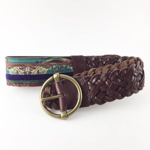 Boho Leather & Textile Belt by LUCKY BRAND
